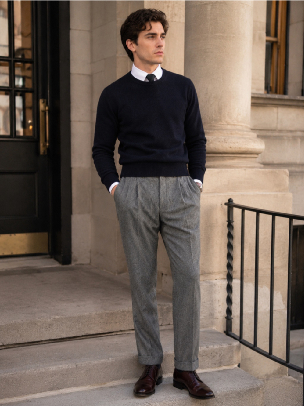J.P. Tilford Samuelsohn Pants Men 38 Wool Pleated Cuffed Old Money Neutral Gray